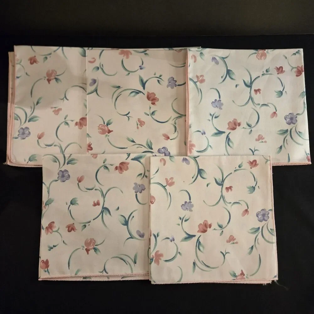 Vintage Suzanne White/Pink Floral Placemat Linen Set Chic Farmhouse Cottagecore